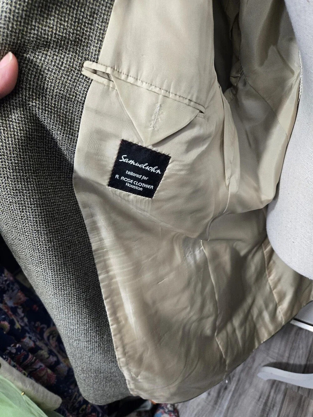 Vintage Samuelsohn Brown & Navy Windowpane Super 100s Sport Coat Sz 50 XL